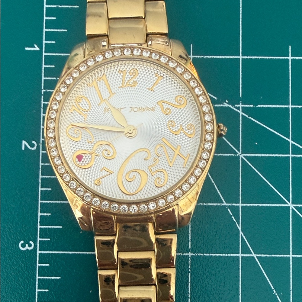 3/$20 Betsey Johnson Gold Watch with Crystal Details Bling Gold